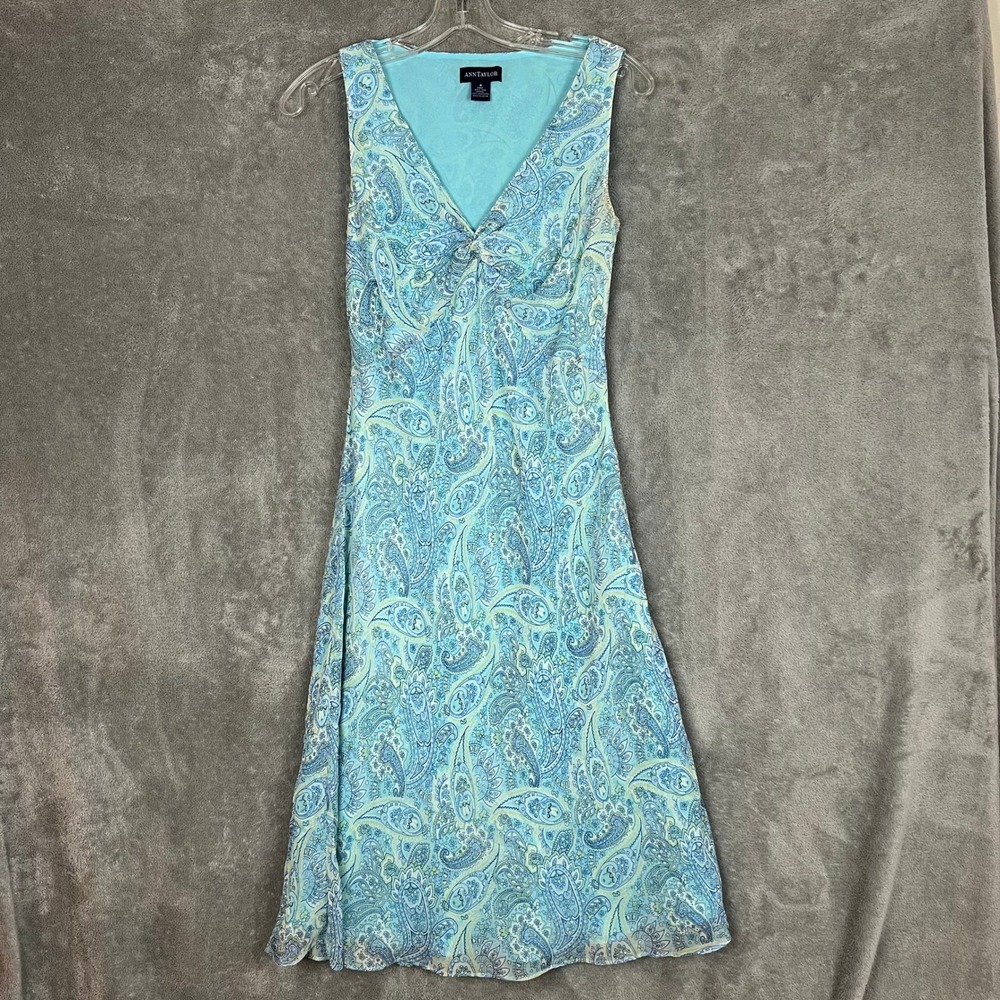 Vintage Ann Taylor Midi‎ Slip Dress Womens 4 100% Silk Paisley Fairy Y2K